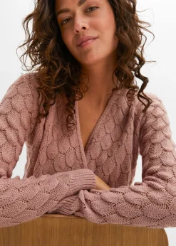 New Jersey de punto ajour con aspecto cruzado Mujer Jerséis|Ropa De Punto