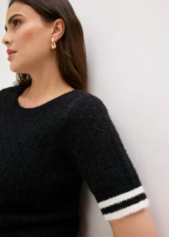 Outlet Jersey de punto ajour con hilo suave Mujer Jerséis|Novedades