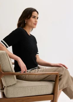 Outlet Jersey de punto ajour con hilo suave Mujer Jerséis|Novedades