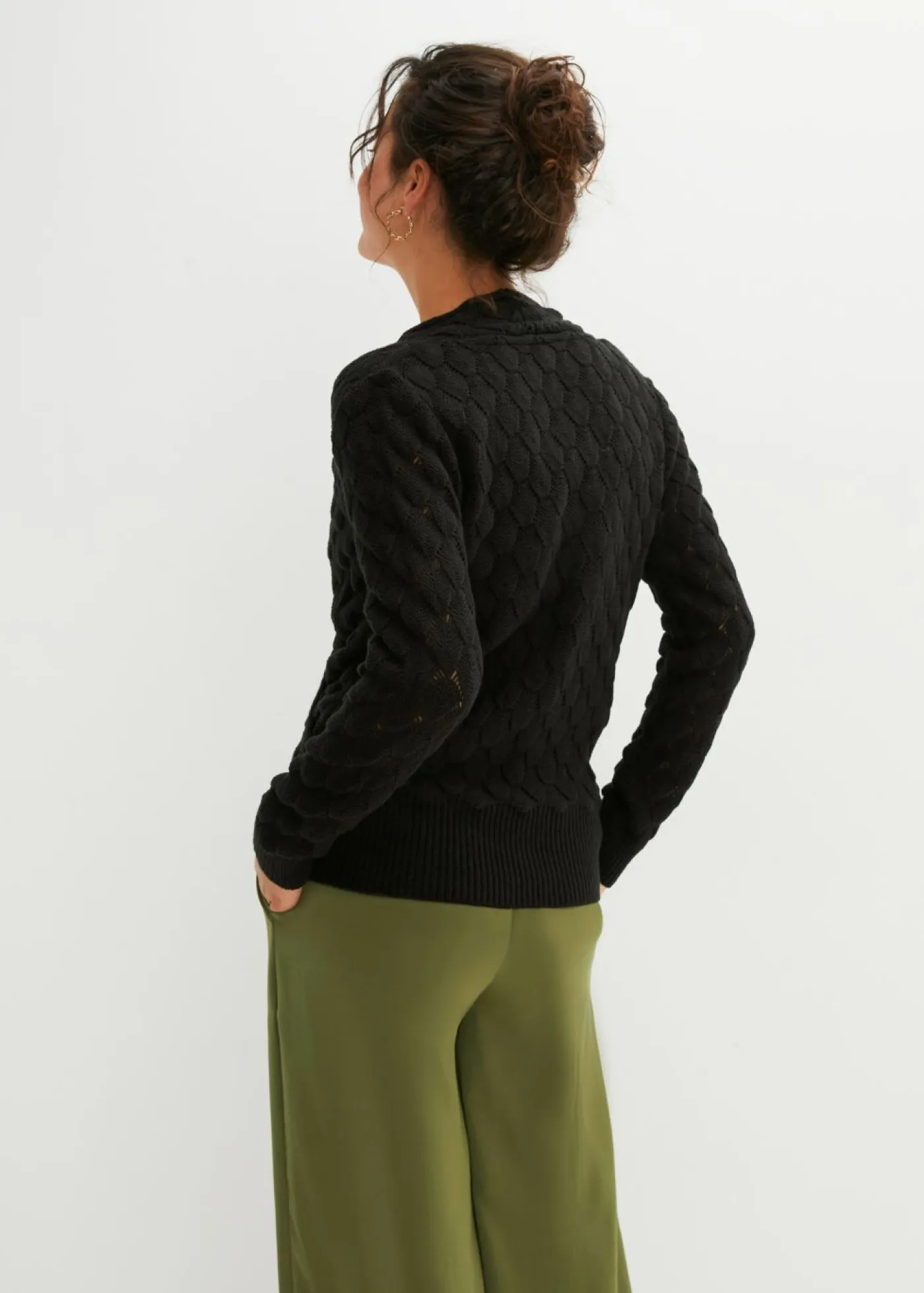 Online Jersey de punto ajour con aspecto cruzado Mujer Jerséis|Ropa De Punto