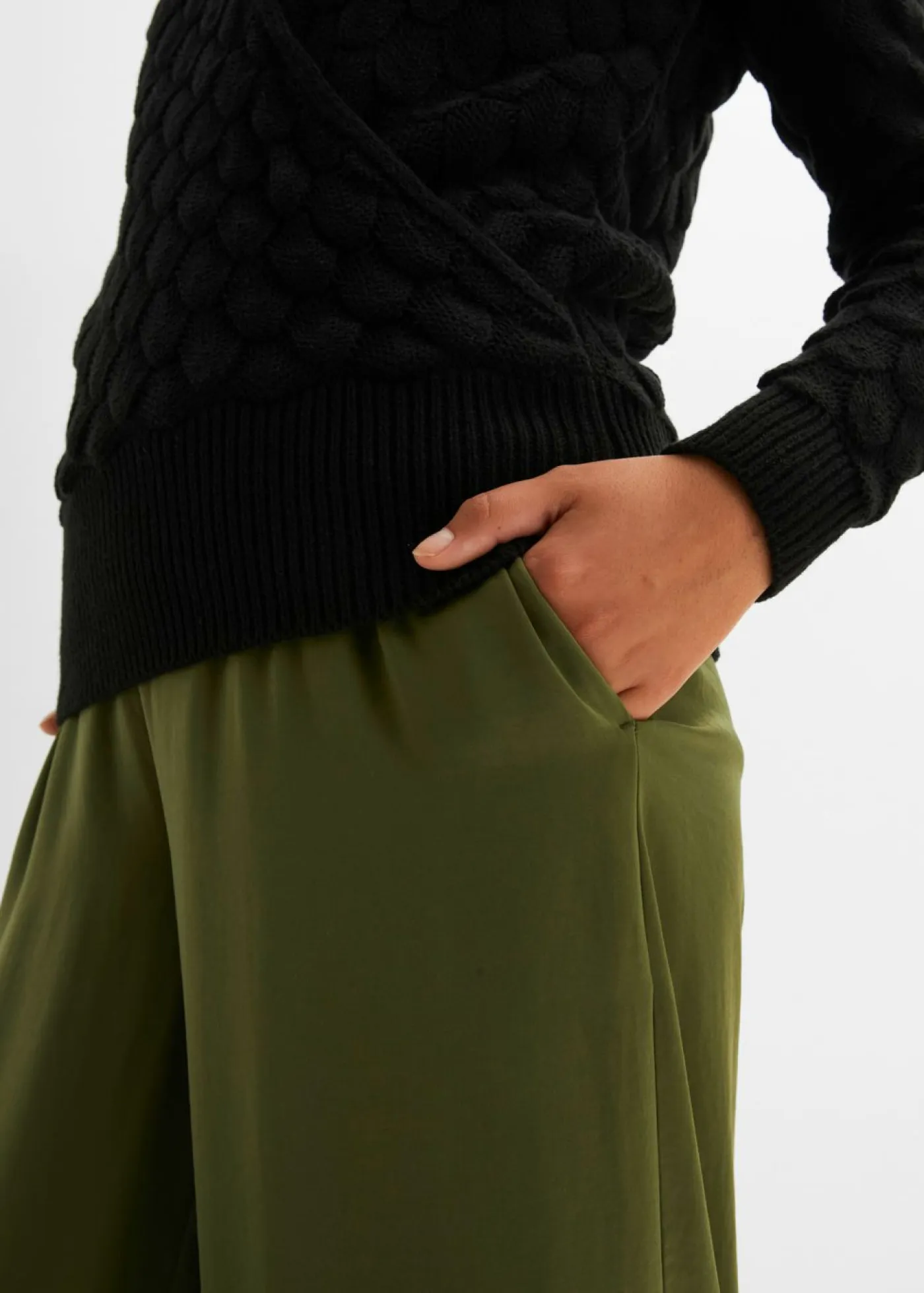 Online Jersey de punto ajour con aspecto cruzado Mujer Jerséis|Ropa De Punto