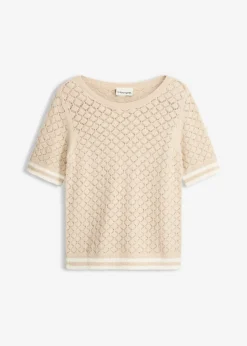 Outlet Jersey de punto ajour con hilo suave Mujer Jerséis|Novedades
