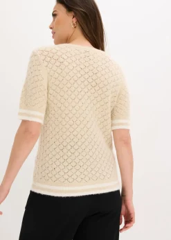 Outlet Jersey de punto ajour con hilo suave Mujer Jerséis|Novedades