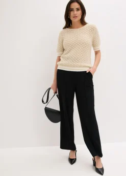 Outlet Jersey de punto ajour con hilo suave Mujer Jerséis|Novedades