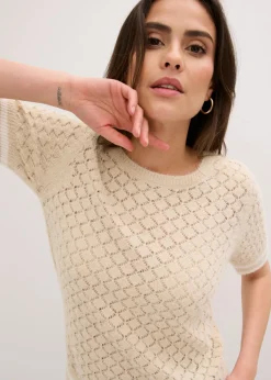 Outlet Jersey de punto ajour con hilo suave Mujer Jerséis|Novedades
