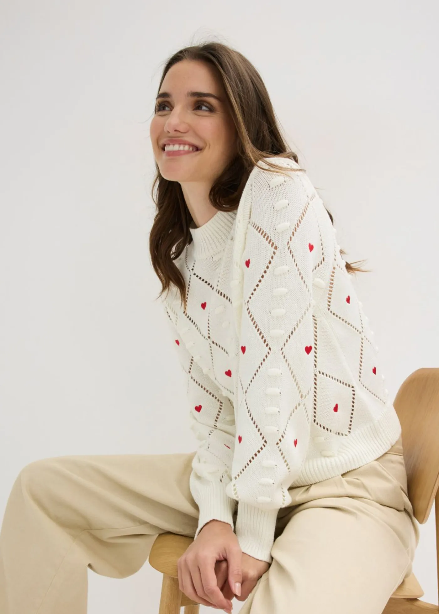 Outlet Jersey de punto ajour de mezcla de algodón Mujer Jerséis|Ropa De Punto