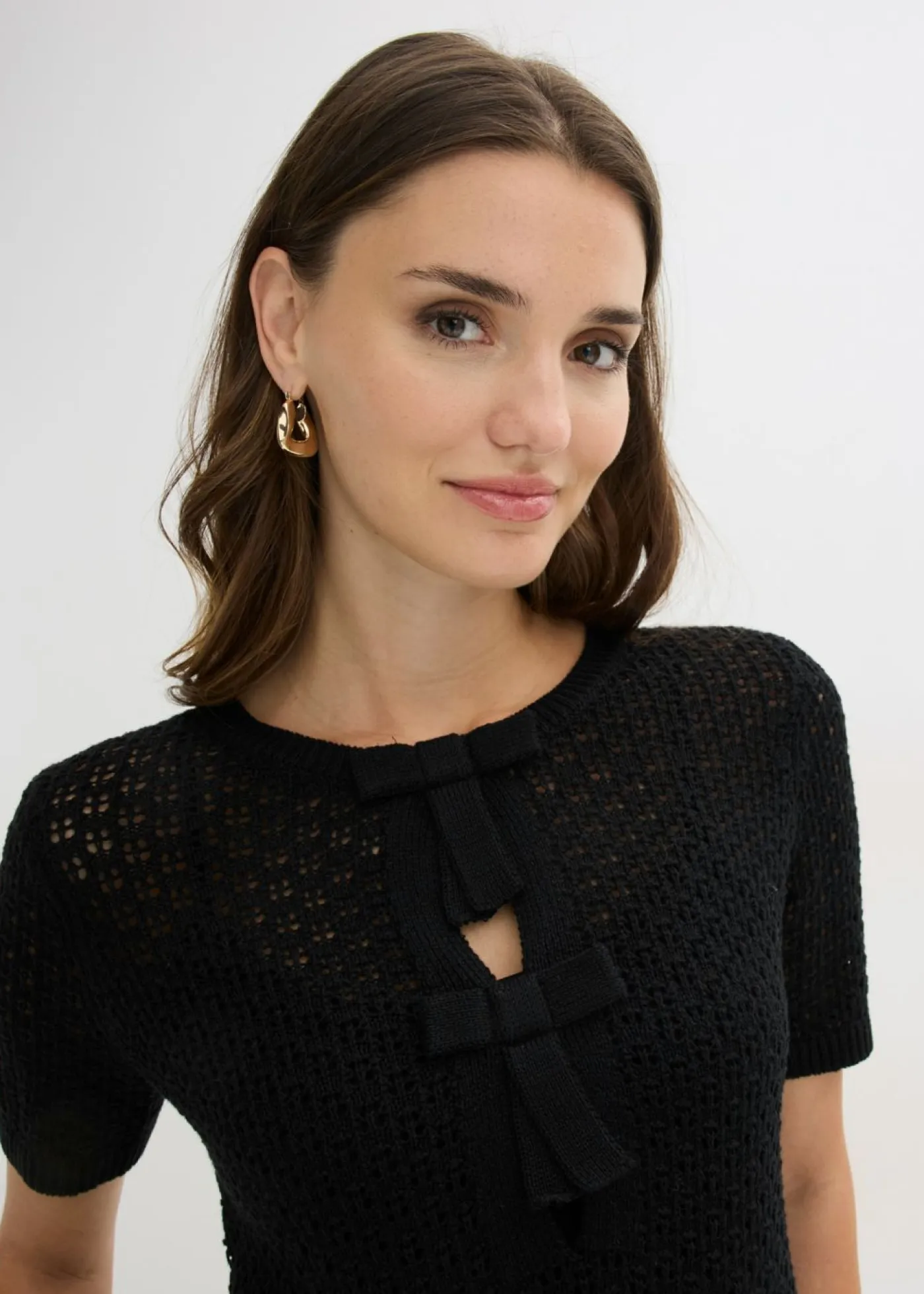 Clearance Jersey de punto ajour de mezcla de algodón Mujer Jerséis|Novedades
