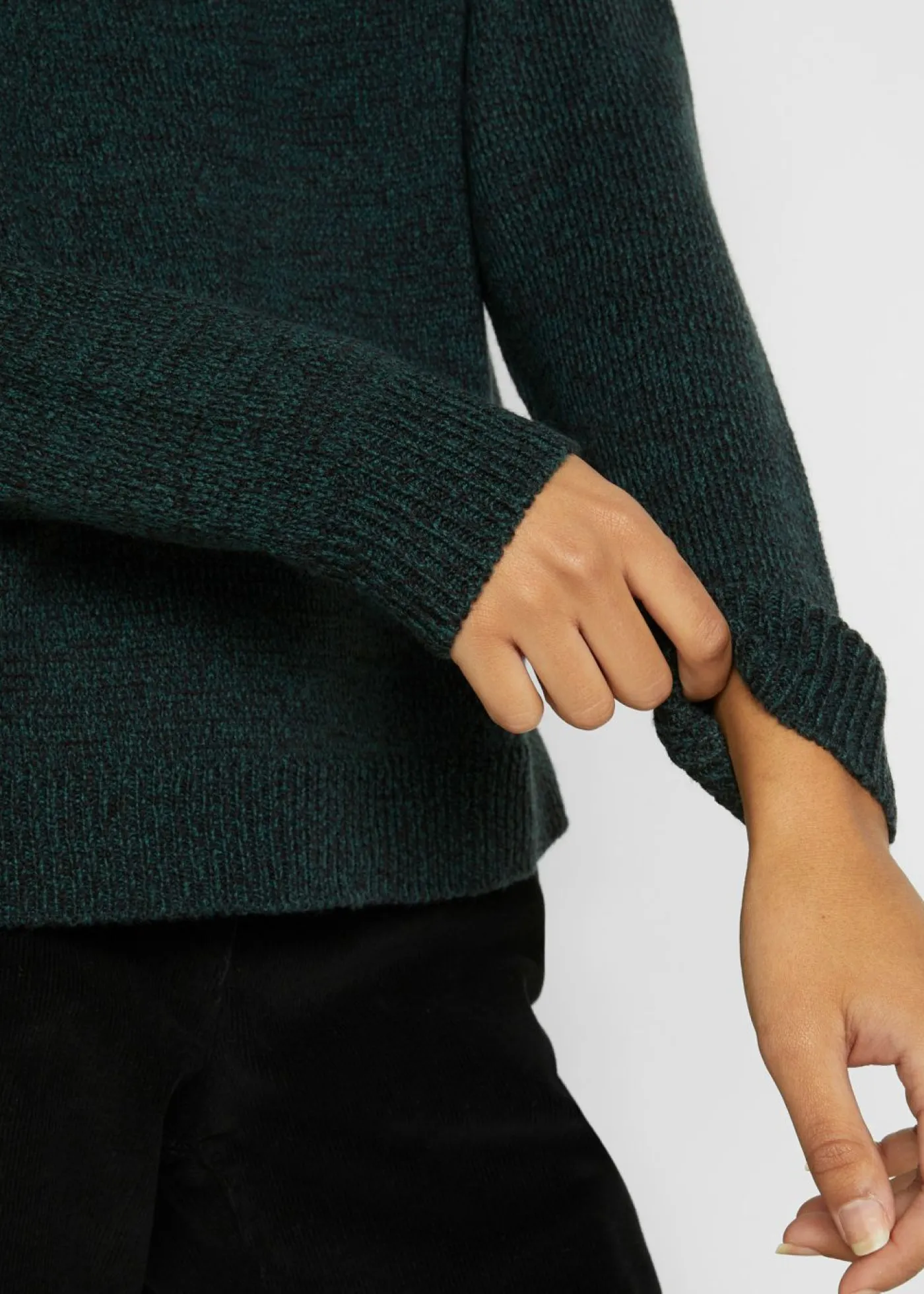 Sale Jersey de punto con cuello redondo jaspeado Mujer Jerséis|Ropa De Punto