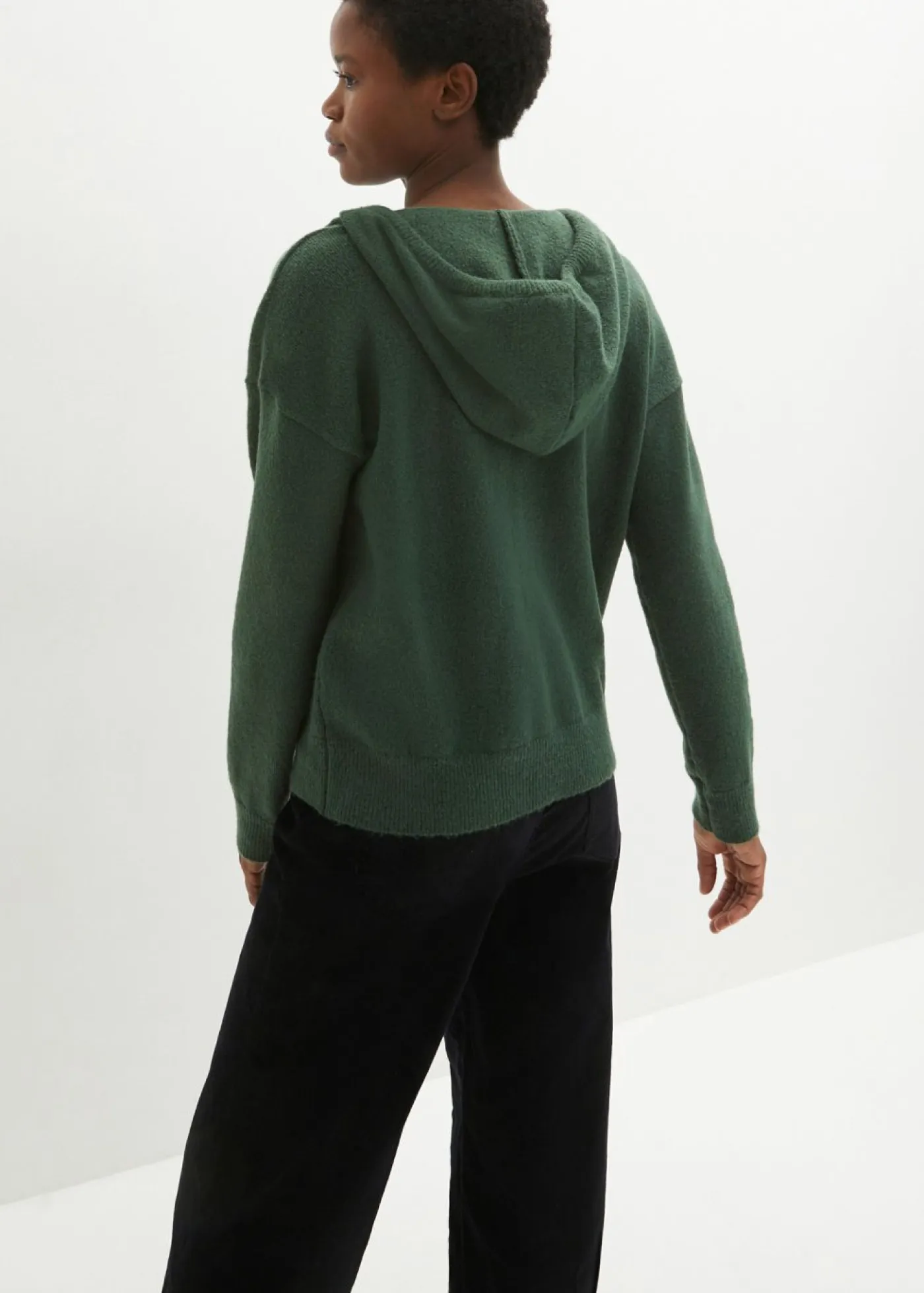Online Jersey de punto con escote en V y capucha Mujer Jerséis|Ropa De Punto