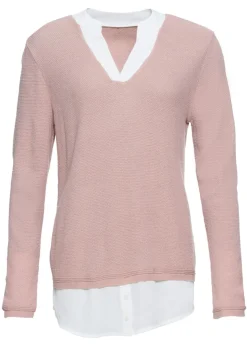 Best Jersey de punto fino con inserto de blusa Mujer Jerséis|Ropa De Punto