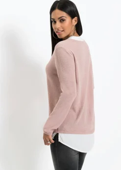 Best Jersey de punto fino con inserto de blusa Mujer Jerséis|Ropa De Punto