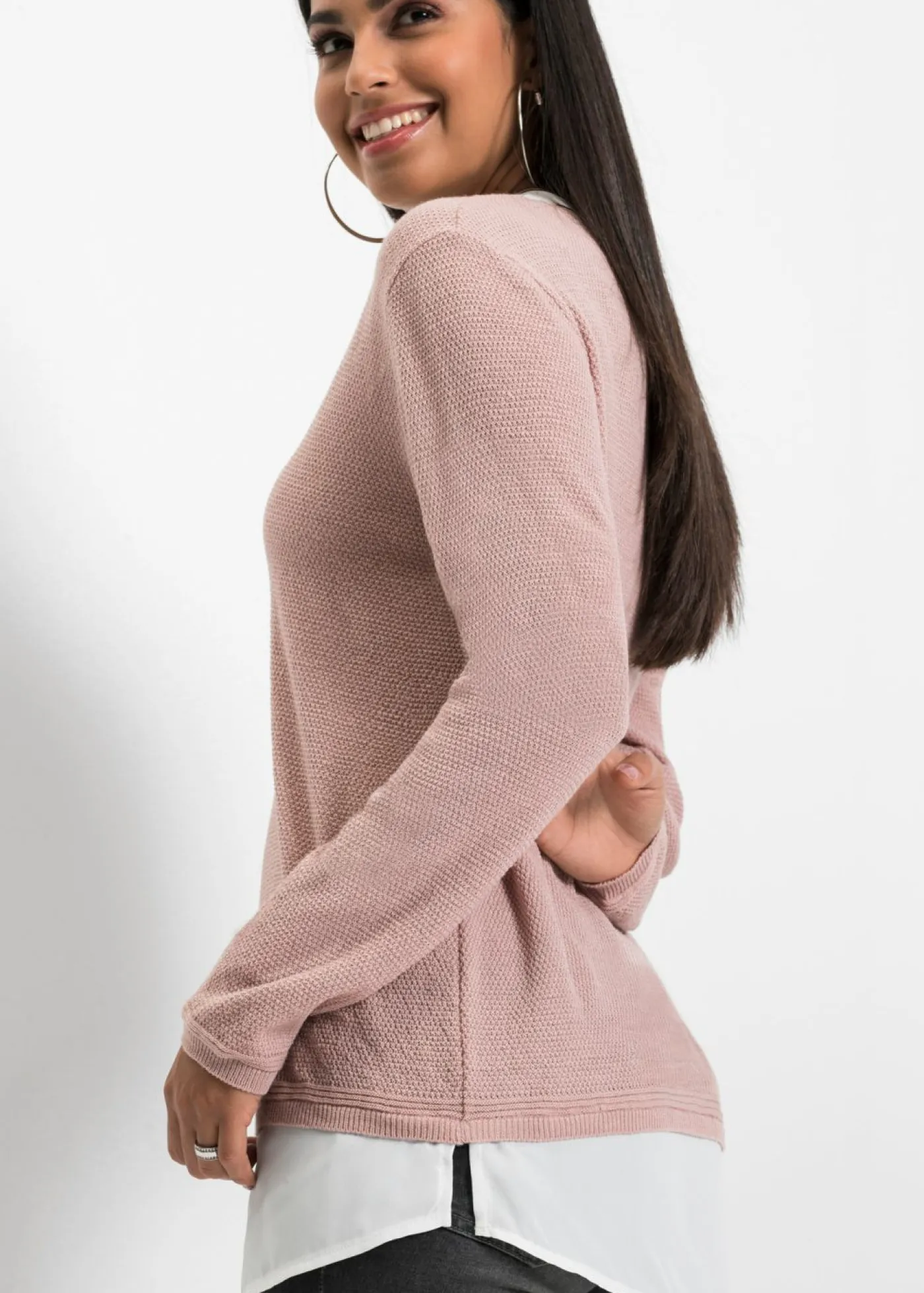 Best Jersey de punto fino con inserto de blusa Mujer Jerséis|Ropa De Punto