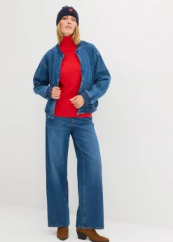 Jersey de punto fino con cuello alto Mujer Básicos|Jerséis