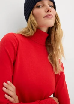 Jersey de punto fino con cuello alto Mujer Básicos|Jerséis