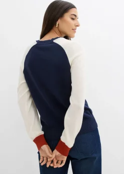 New Jersey de punto fino con mangas raglán Mujer Jerséis|Ropa De Punto