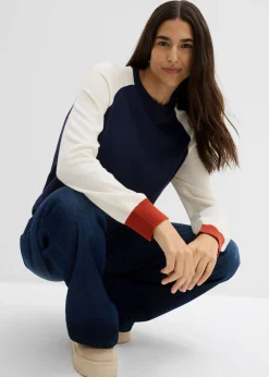 New Jersey de punto fino con mangas raglán Mujer Jerséis|Ropa De Punto