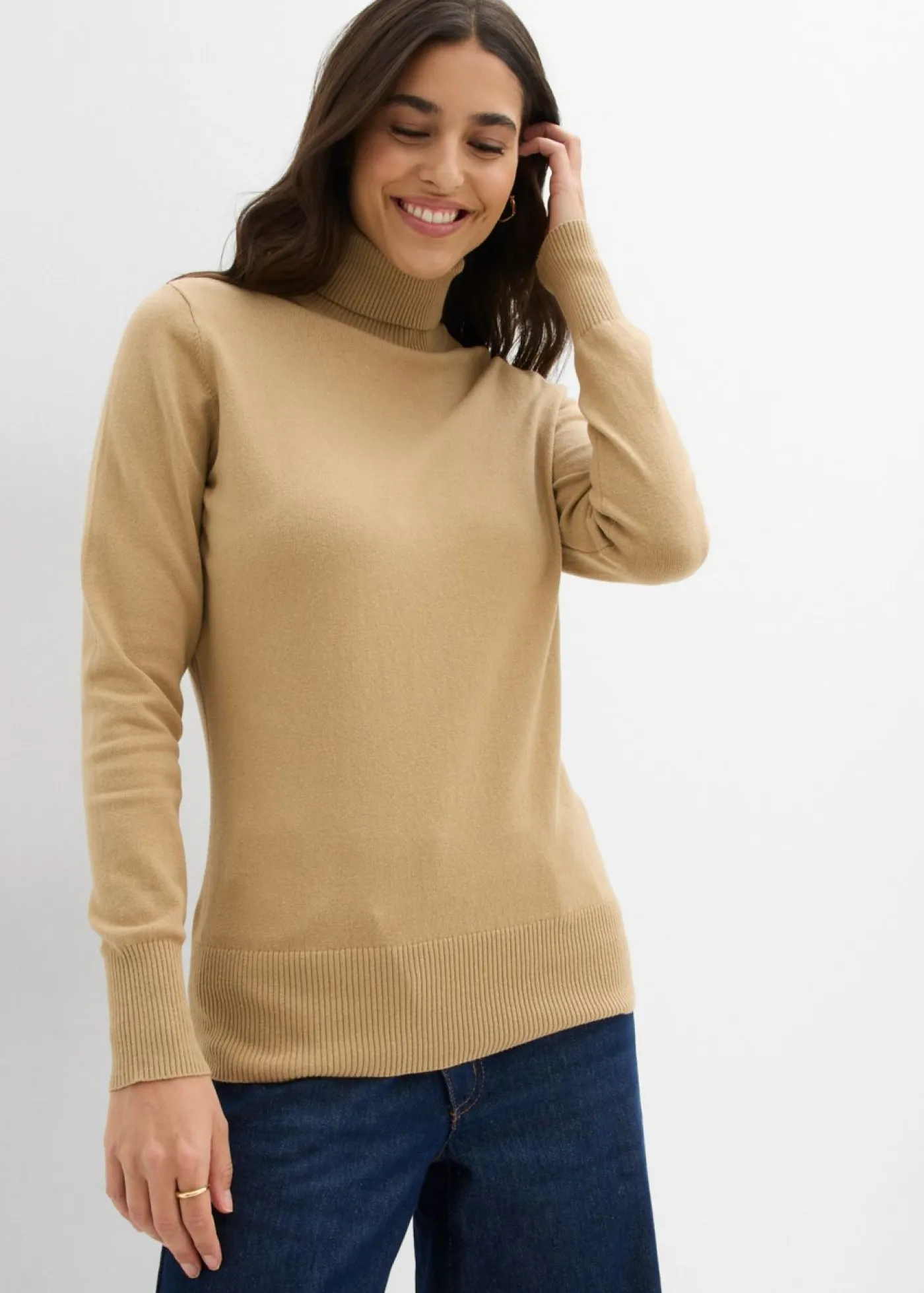 Best Jersey de punto fino con cuello alto Mujer Básicos|Jerséis