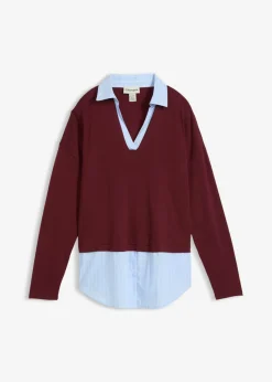 Sale Jersey de punto fino con inserto de blusa Mujer Jerséis|Ropa De Punto