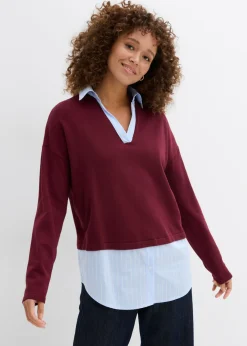 Sale Jersey de punto fino con inserto de blusa Mujer Jerséis|Ropa De Punto