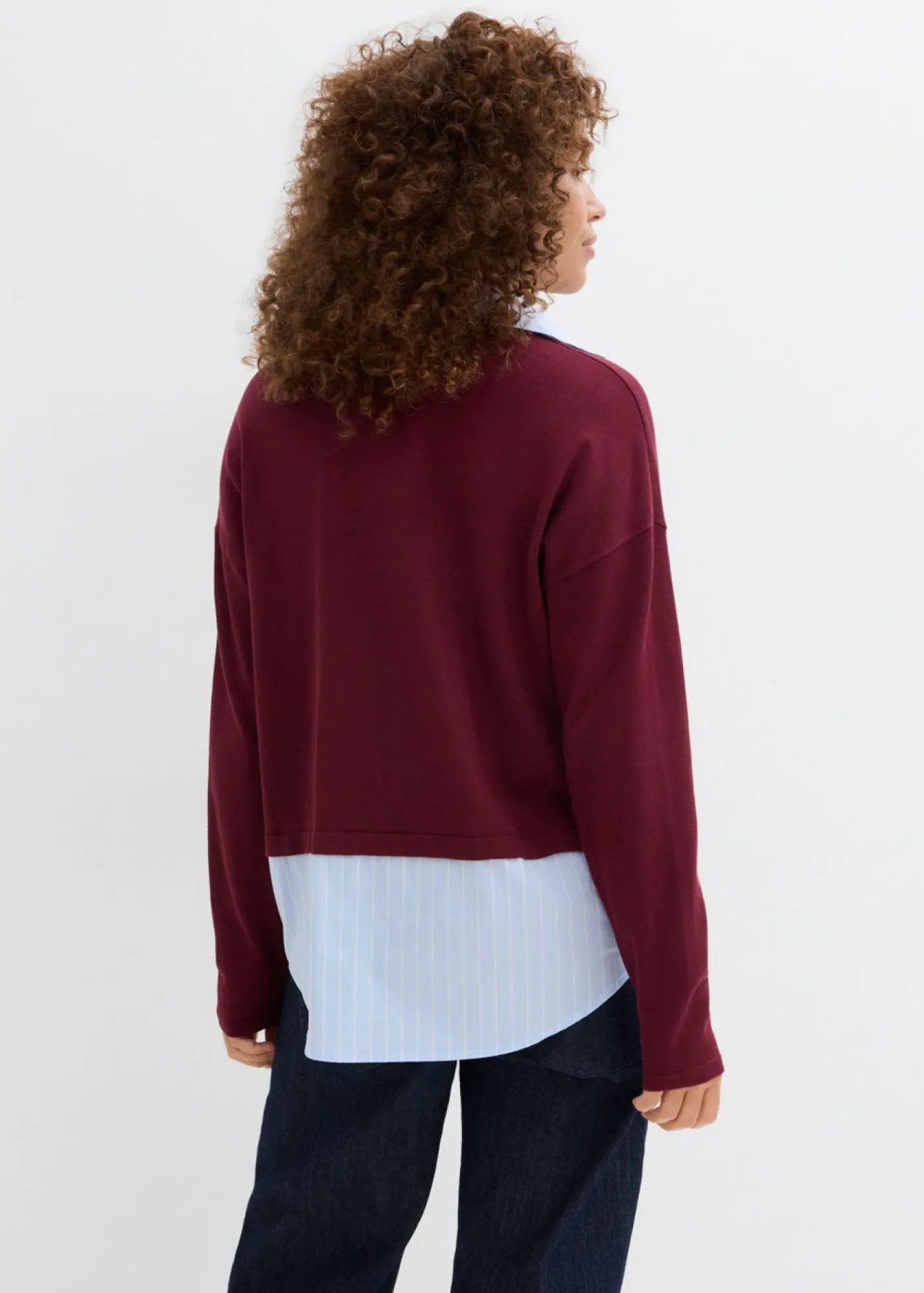 Sale Jersey de punto fino con inserto de blusa Mujer Jerséis|Ropa De Punto