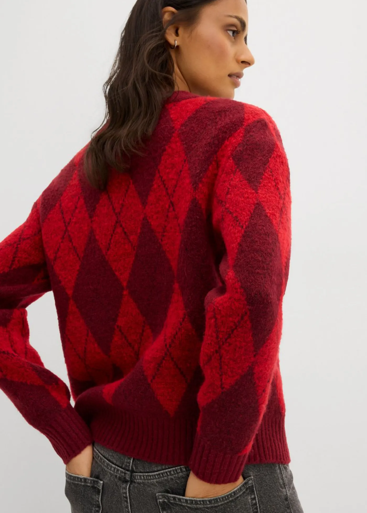 Sale Jersey de punto fino con estampado a cuadros Mujer Jerséis|Ropa De Punto