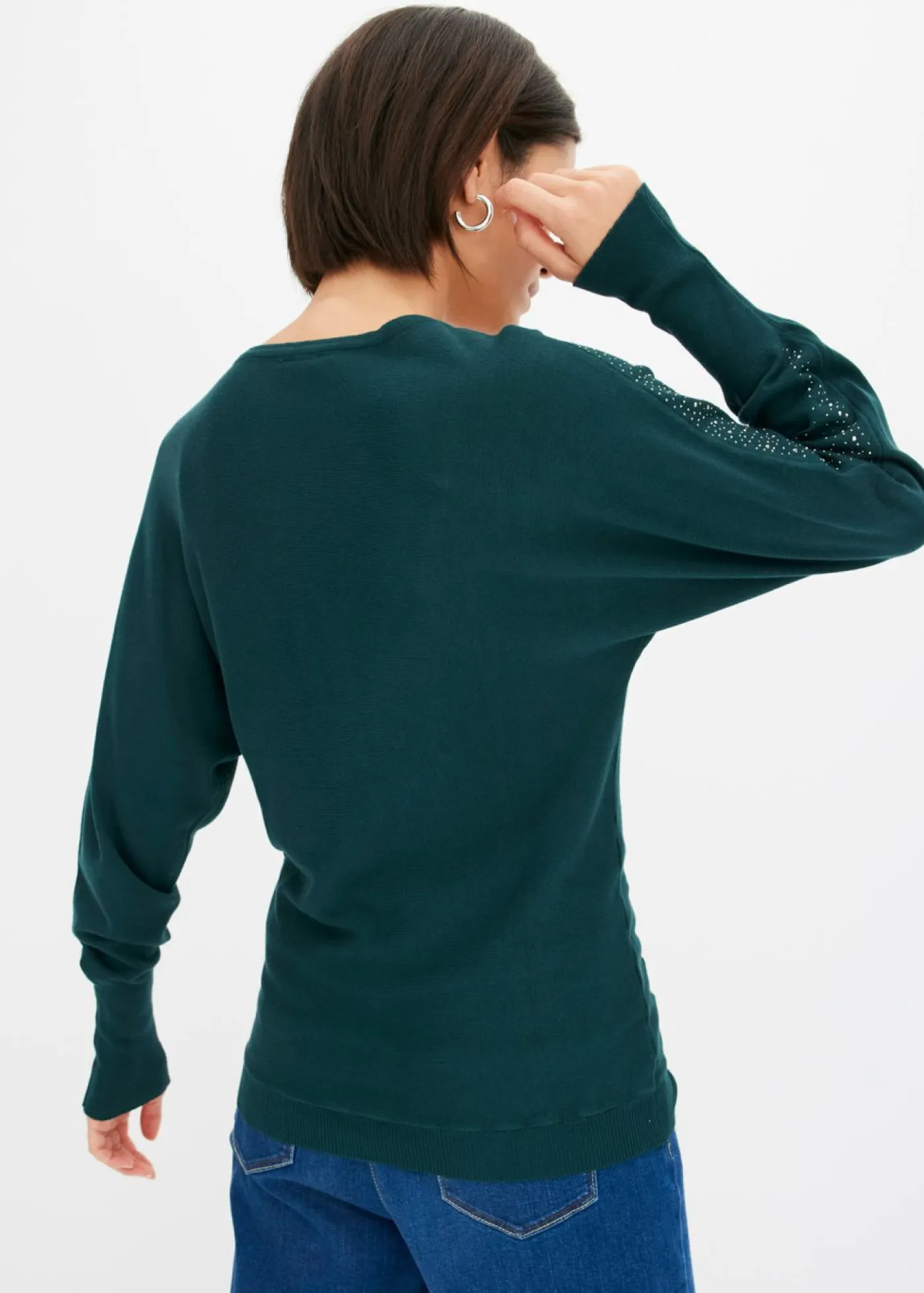 Outlet Jersey de punto fino con aplicación de piedras brillantes Mujer Jerséis|Ropa De Punto