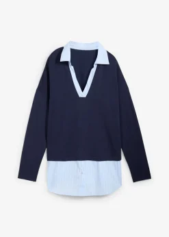 Hot Jersey de punto fino con inserto de blusa Mujer Jerséis|Ropa De Punto