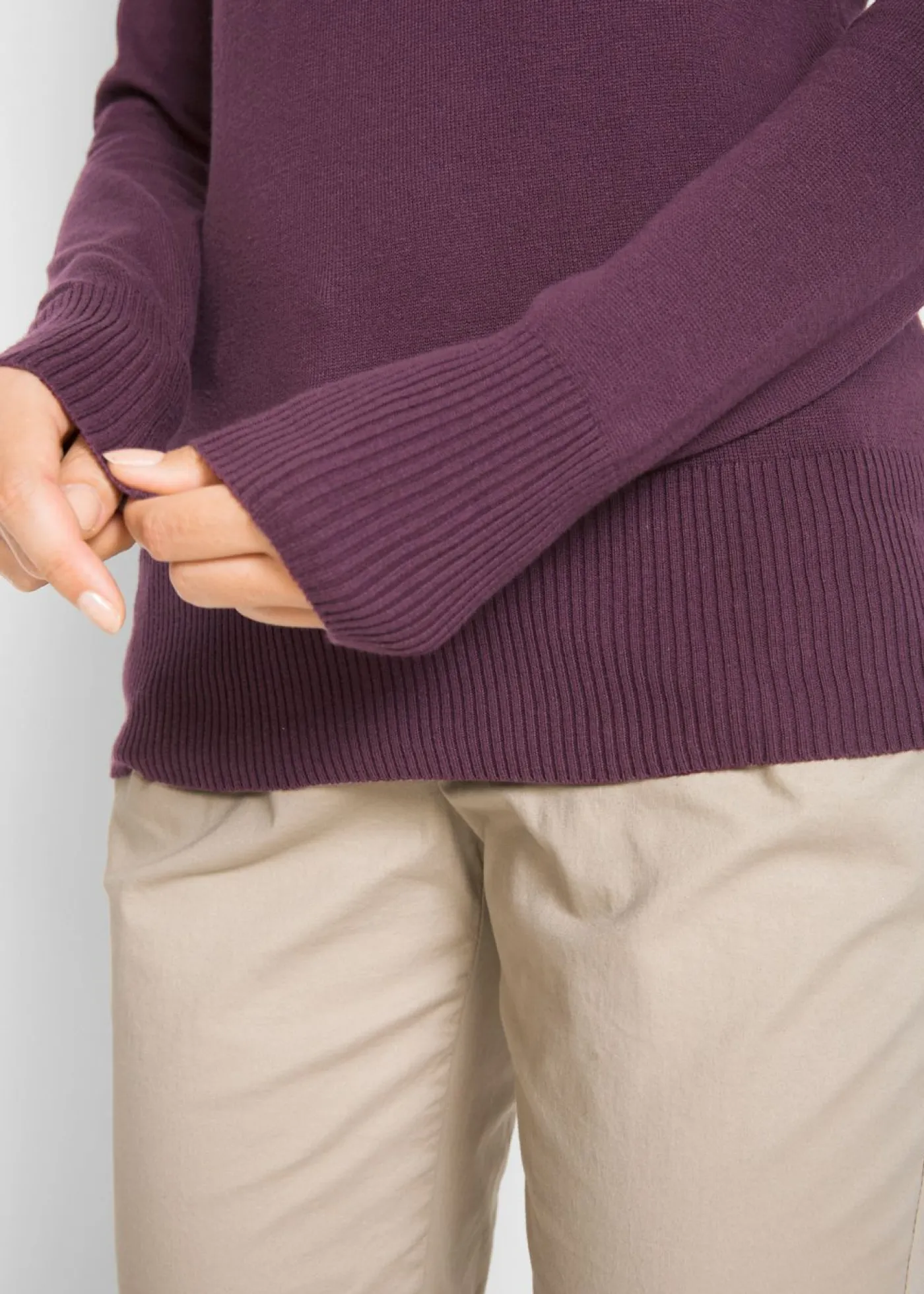 Jersey de punto fino con cuello alto Mujer Básicos|Jerséis