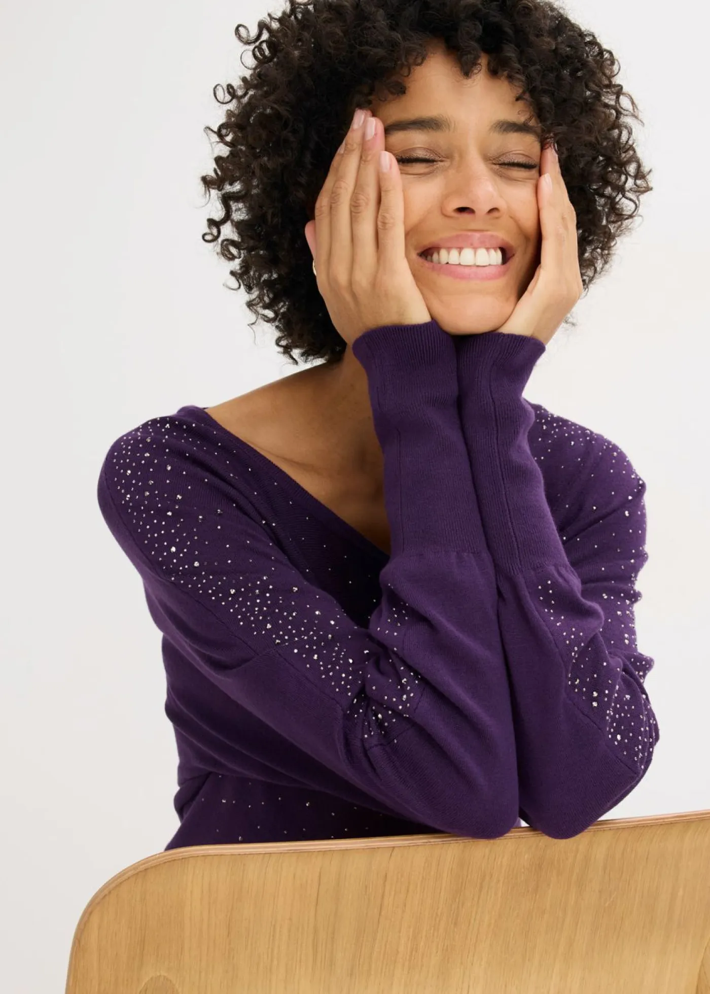 Online Jersey de punto fino con aplicación de piedras brillantes Mujer Jerséis|Ropa De Punto