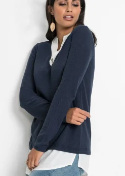 Clearance Jersey de punto fino con inserto de blusa Mujer Jerséis|Ropa De Punto