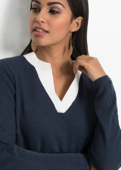 Clearance Jersey de punto fino con inserto de blusa Mujer Jerséis|Ropa De Punto