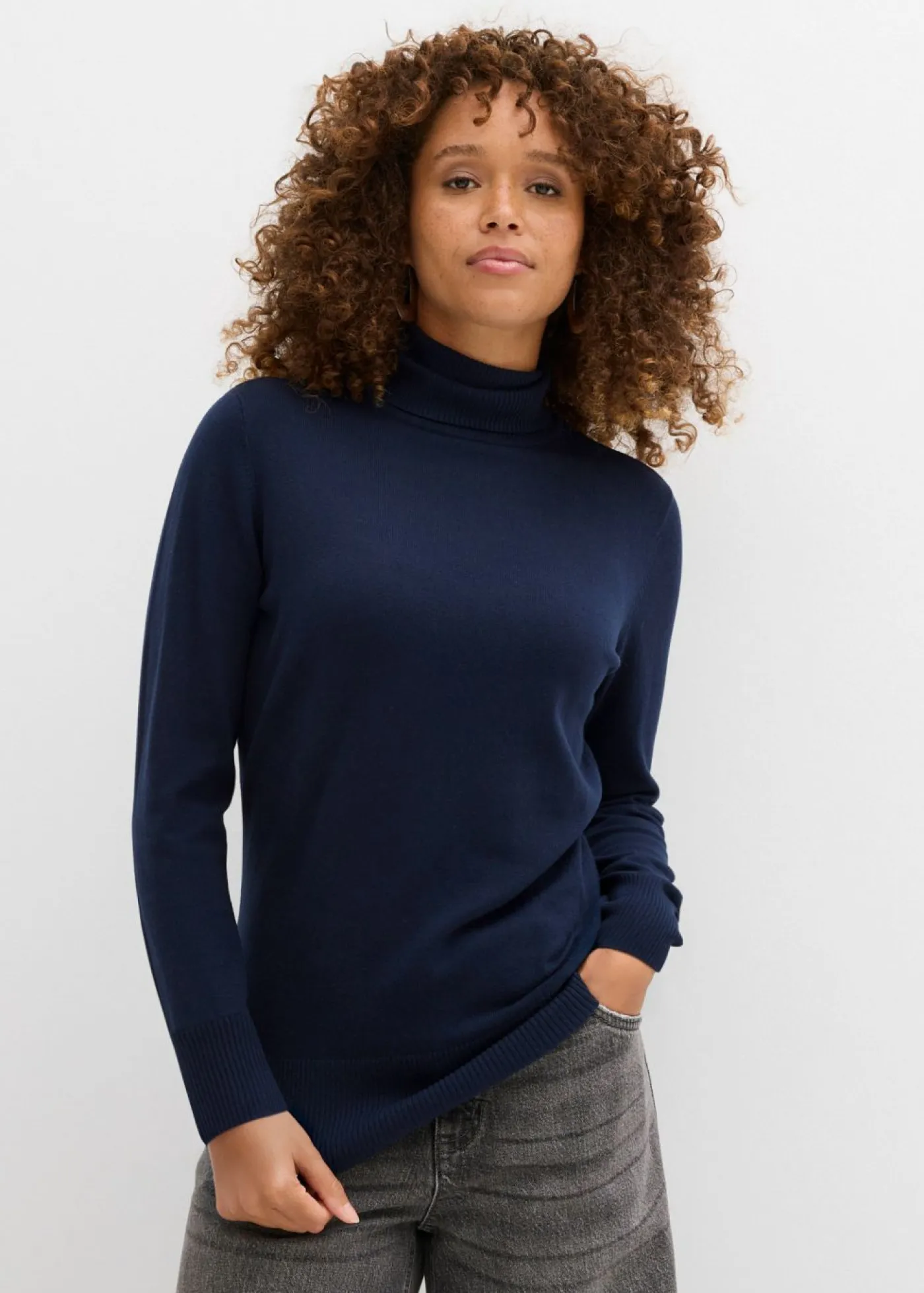 Best Jersey de punto fino con cuello alto Mujer Básicos|Jerséis