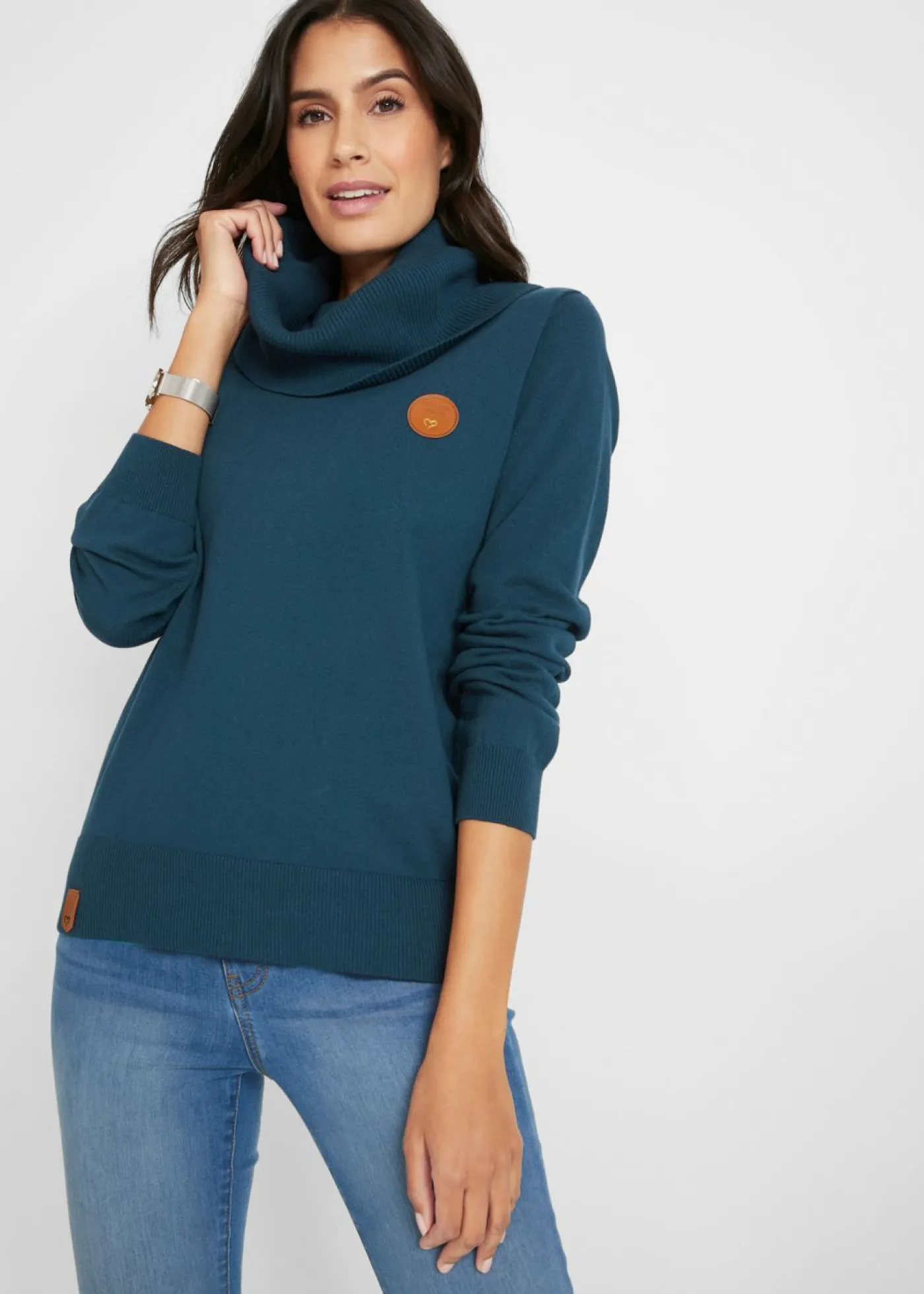 New Jersey de punto fino con cuello ancho Mujer Jerséis|Ropa De Punto