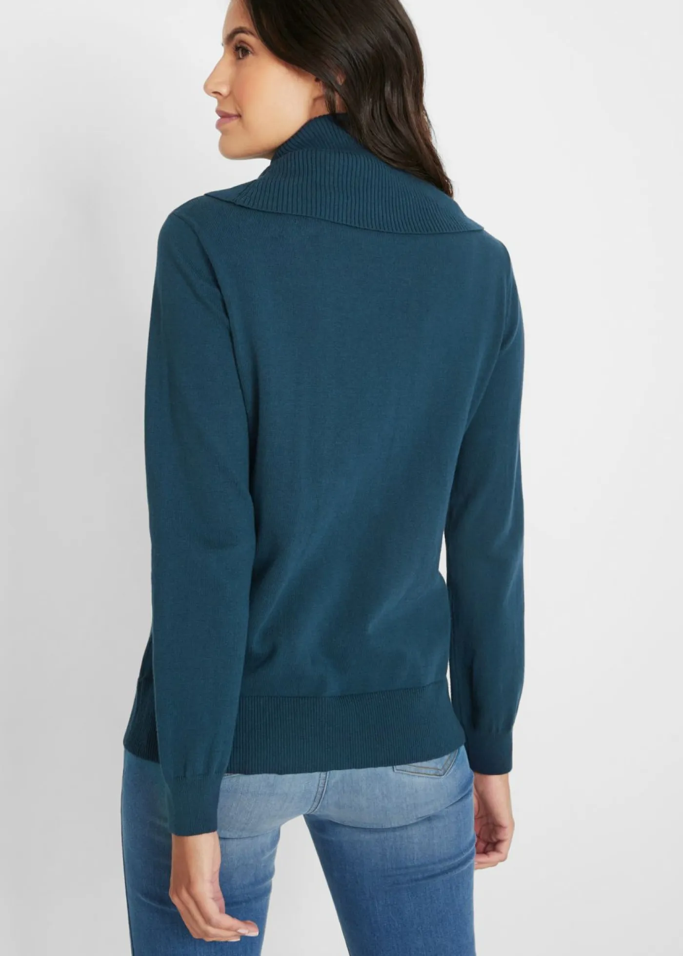 New Jersey de punto fino con cuello ancho Mujer Jerséis|Ropa De Punto
