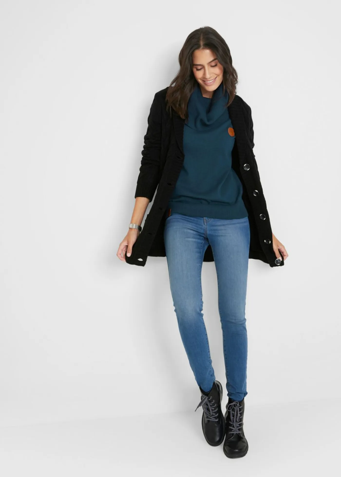New Jersey de punto fino con cuello ancho Mujer Jerséis|Ropa De Punto