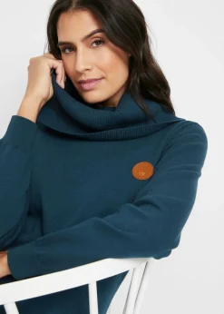 New Jersey de punto fino con cuello ancho Mujer Jerséis|Ropa De Punto
