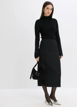 Clearance Jersey de punto fino con mangas acampanadas decoradas Mujer Jerséis|Ropa De Punto