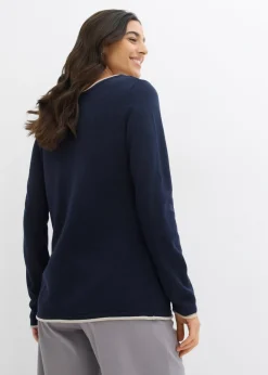 New Jersey de punto fino de mezcla de algodón Mujer Jerséis|Ropa De Punto