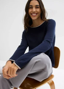 New Jersey de punto fino de mezcla de algodón Mujer Jerséis|Ropa De Punto