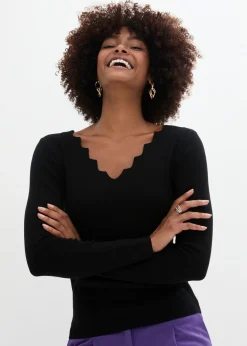 Outlet Jersey de punto fino de una suave mezcla de viscosa Mujer Jerséis|Ropa De Punto
