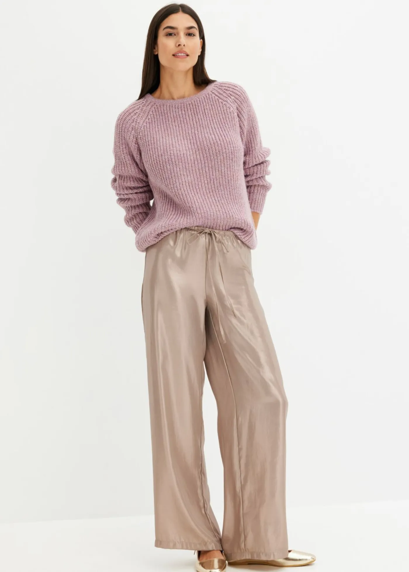 Jersey de punto grueso con hilo brillante Mujer Jerséis|Ropa De Punto