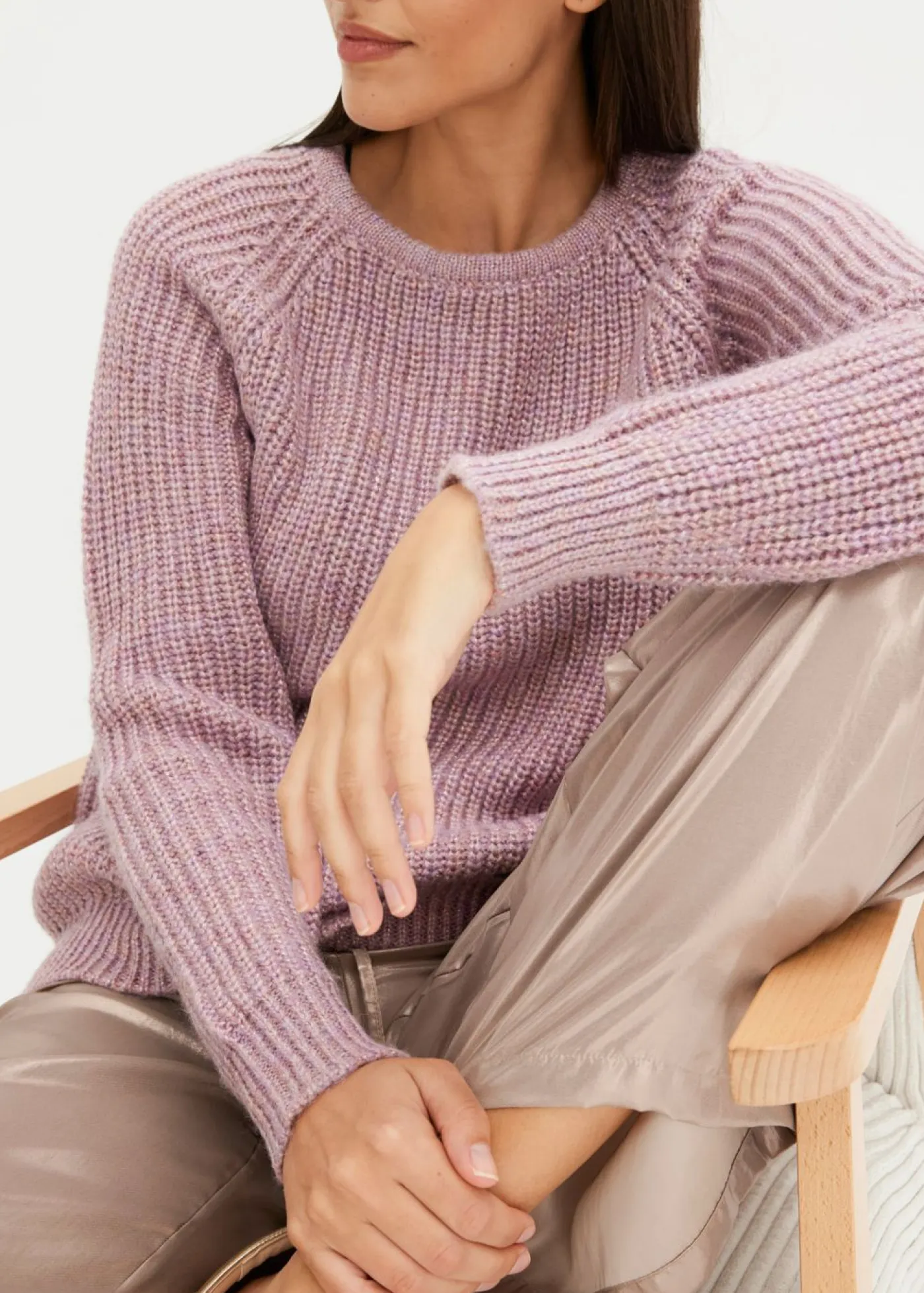 Jersey de punto grueso con hilo brillante Mujer Jerséis|Ropa De Punto