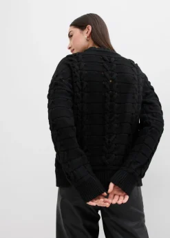 New Jersey de punto grueso con patrón trenzado Mujer Esenciales|Jerséis
