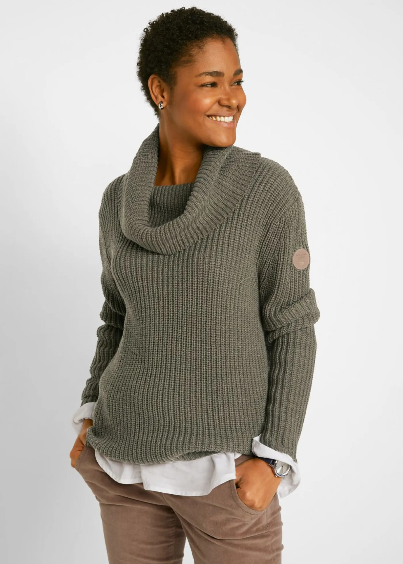 Sale Jersey de punto grueso con cuello ancho Mujer Jerséis|Ropa De Punto