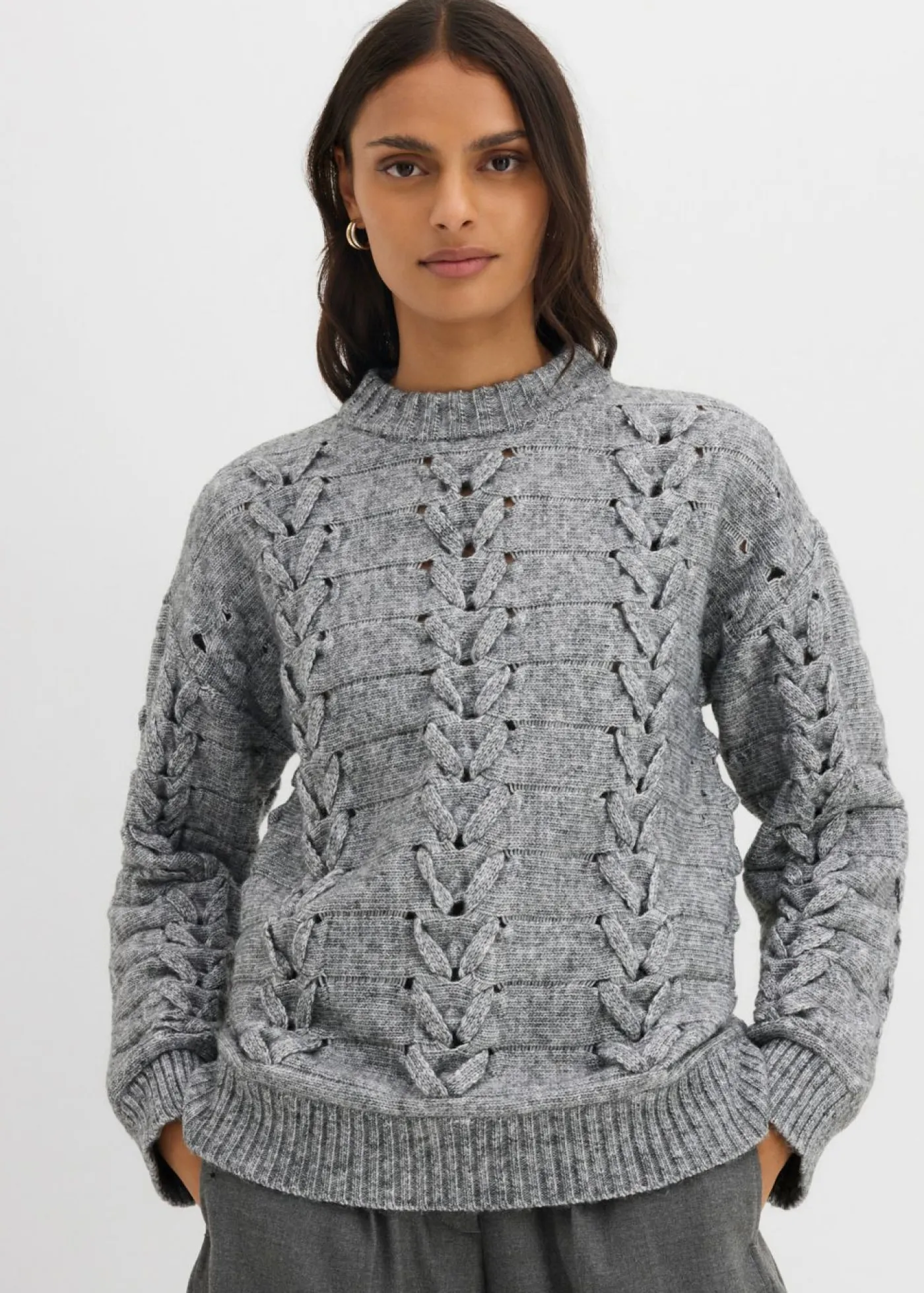Sale Jersey de punto grueso con patrón trenzado Mujer Esenciales|Ropa De Punto