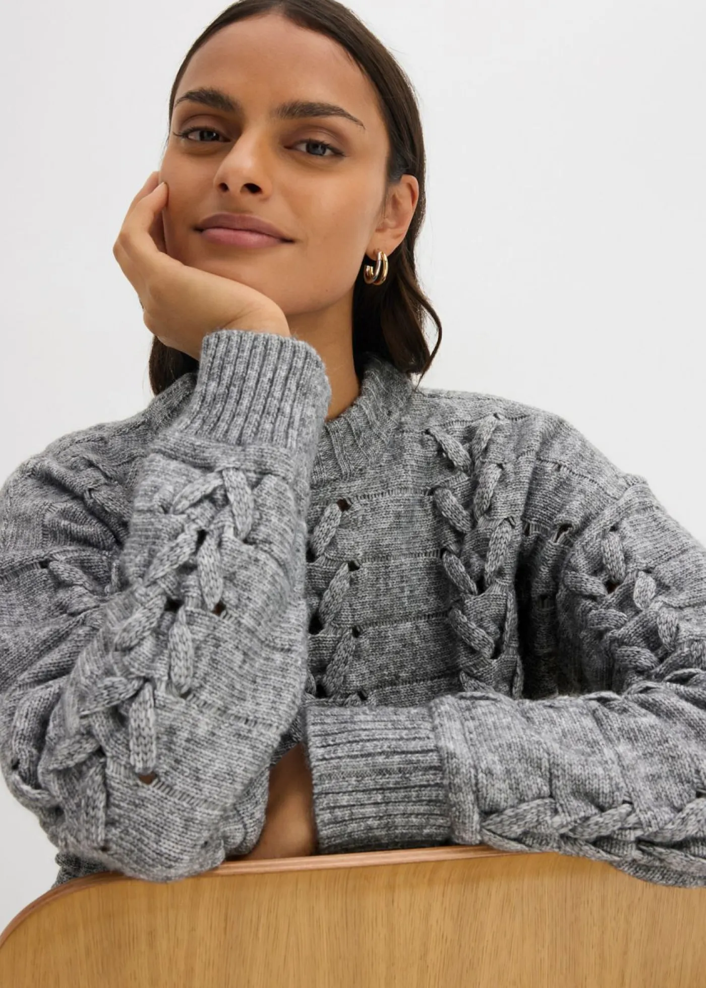 Sale Jersey de punto grueso con patrón trenzado Mujer Esenciales|Ropa De Punto