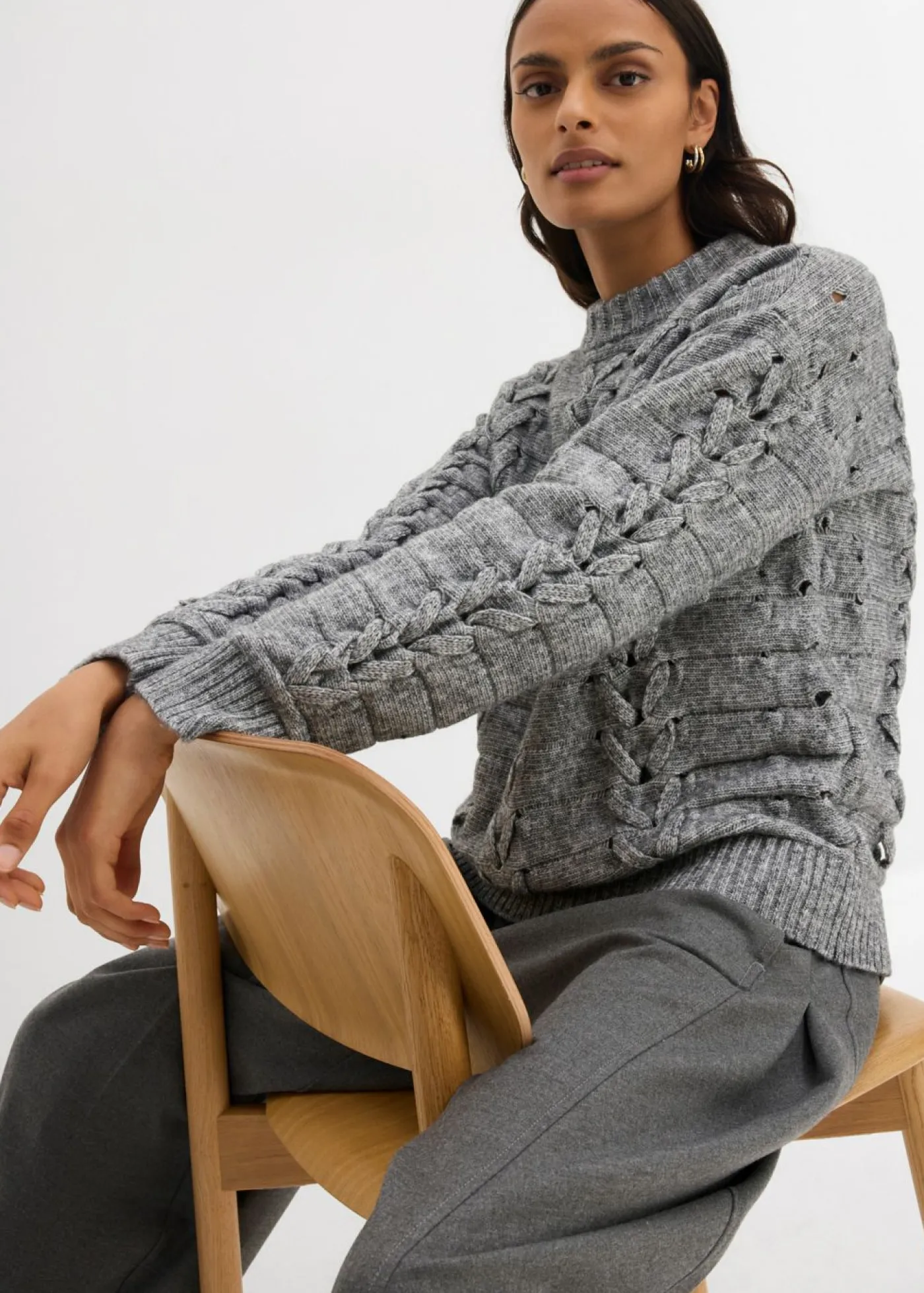 Sale Jersey de punto grueso con patrón trenzado Mujer Esenciales|Ropa De Punto
