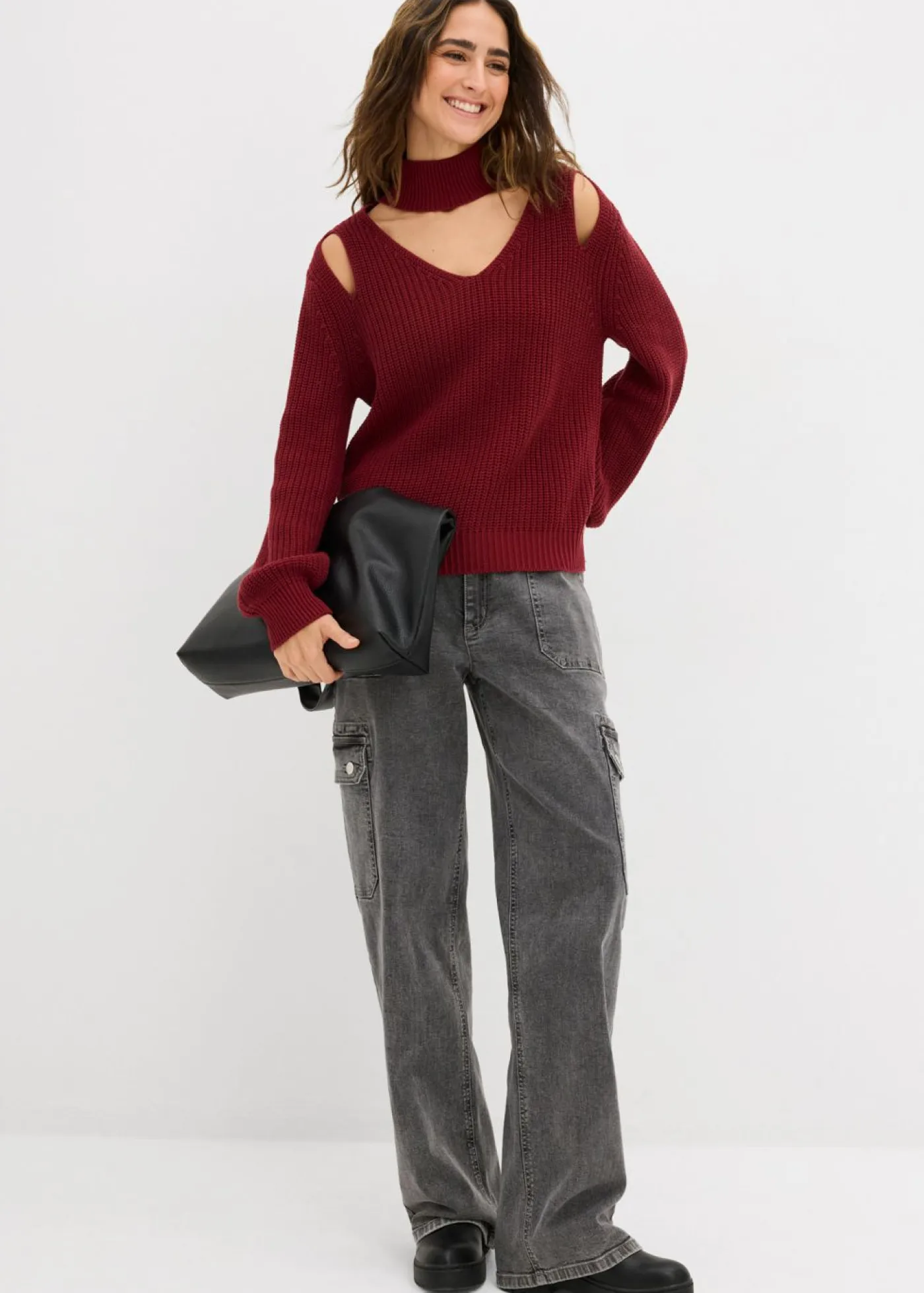 Sale Jersey de punto grueso con aberturas Mujer Jerséis|Ropa De Punto