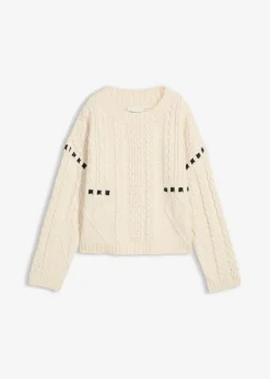Outlet Jersey de punto grueso con patrón trenzado Mujer Jerséis|Ropa De Punto