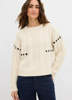 Outlet Jersey de punto grueso con patrón trenzado Mujer Jerséis|Ropa De Punto